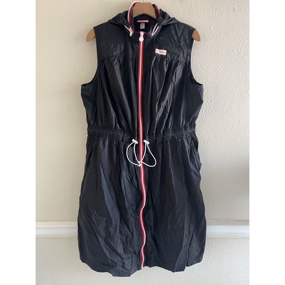 Hunter x Target Women's Zip Front Hooded Scuba Sleeveless Black Dress Size 1X